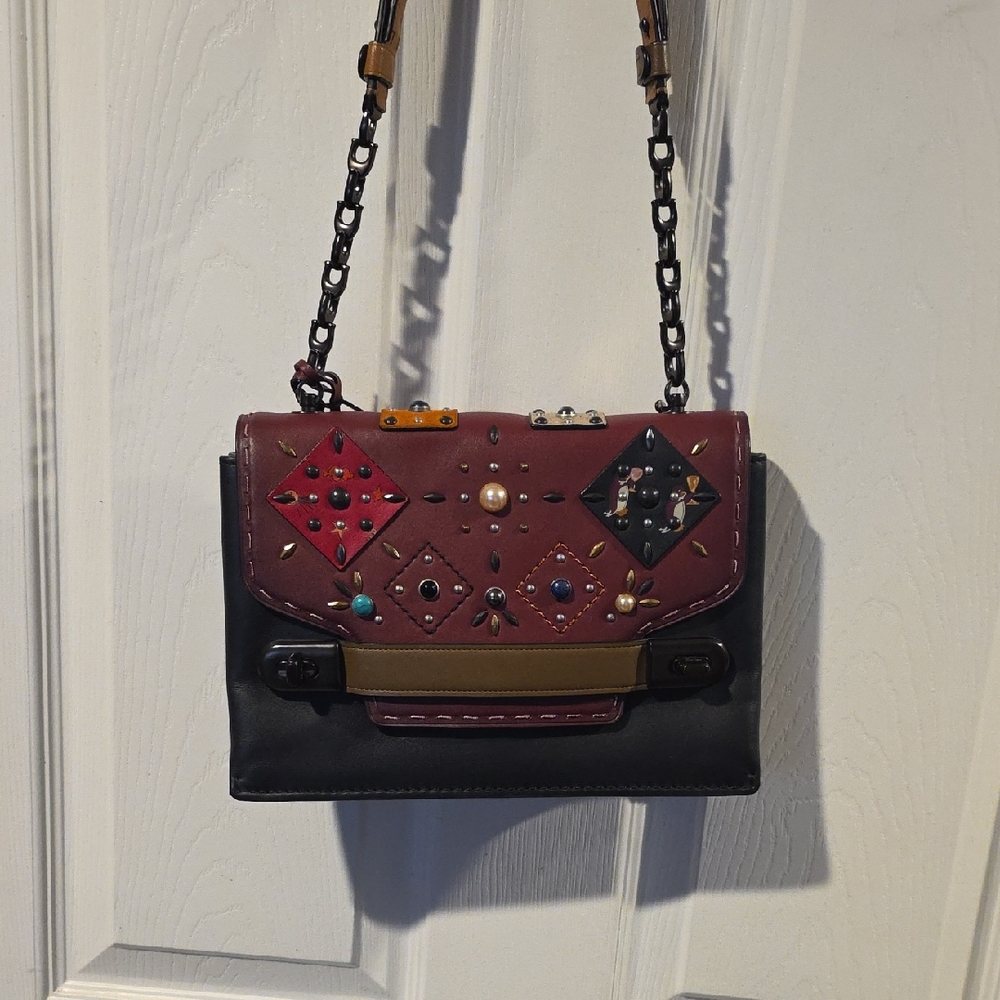 🌟👜 Coach 1941 Swagger Patchwork Prairie Rivets. Chain Crossbody Strap.